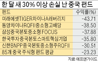 [패닉에 빠진 중국 증시] 中 중소형주 투자 국내 펀드, 한달 새 40% 이상 손실도