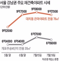 '대출축소 발표' 1주일 만에 은마아파트 호가 1000만원 떨어져