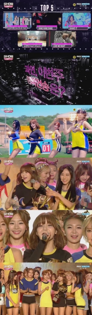 &#39;쇼챔피언&#39; AOA, 7월 첫 째주 챔피언송 수상..대세들의 &#39;심쿵해&#39;