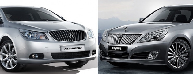 8월 구매하면 200만원 싸게 살 수 있는 한국GM 알페온(사진 왼쪽)과 현대차 에쿠스.
