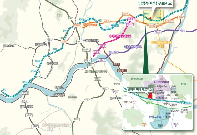 [남양주 마석 푸르지오②입지]마석택지지구 바로 옆…주변에 생활편의시설 풍부