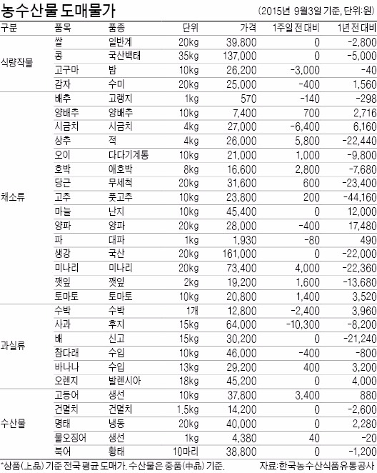 [농수산물 시세] 올 추석 차례 비용 작년보다 낮을 듯