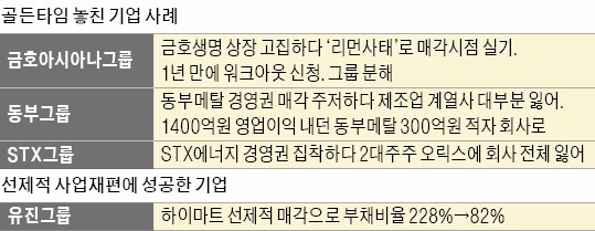 [벼랑 끝 한국기업] 금호·동부·STX, 계열사 매각 망설이다 자금난 초래