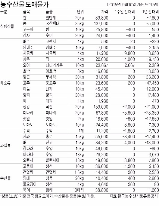 [농수산물 시세] 과일 풍년…사과·단감 등 가격 하락