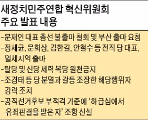 새정치 혁신위 "문재인 부산 출마…안철수·김한길 열세지역 가라"