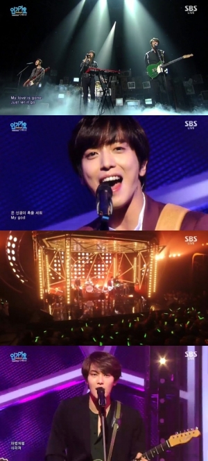 &#39;인기가요&#39; 씨엔블루, 콘서트 방불케 하는 컴백무대 &#39;도미노+신데렐라&#39;