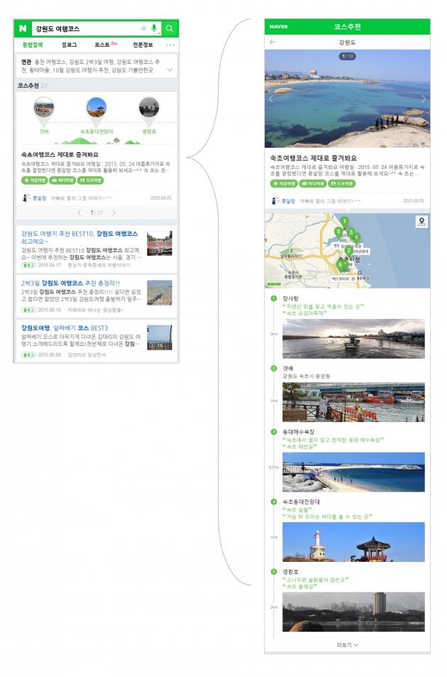 네이버 지역 검색 인기 'UP'…테마별 코스 추천 추가