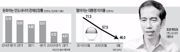 친시장 정책 실종에 인도네시아 경제 악화…조코위 지지율 '뚝'