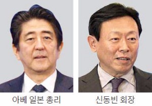 아베 총리, 신동빈 장남 결혼 피로연 참석