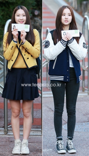[TENPHOTO] &#39;교복&#39; 오마이걸 지호VS &#39;사복&#39; 여자친구 은하, 걸그룹 수능 패션