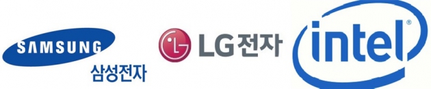 삼성전자와 LG전자, 인텔 회사 로고(사진=네이버 브랜드백과 캡처)