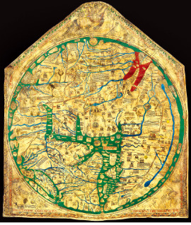 영국 헤리퍼드 대성당에 있는 ‘마파문디’(중세시대 그려진 세계지도. 다산초당 제공