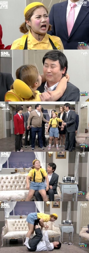 &#39;SNL코리아&#39; 박나래, 여섯살 유치원생으로 변신..신동엽에 반했다!