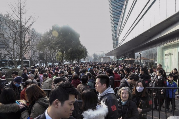 15일 중국 상하이 창닝 지구 소재 팍슨-뉴코아몰이 그랜드 오픈했다. 오픈식에는 14만명이 운집했다. 사진=이랜드그룹 제공