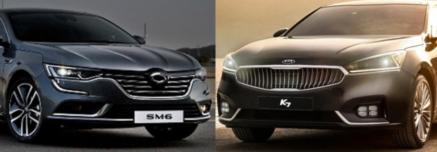 르노삼성 SM6와 기아차 신형 K7 모두 내수 5만대 판매목표를 밝혀 대결 양상을 보이고 있다. 