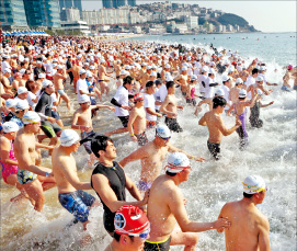 올해도 해운대 첨벙…5000여명 참가