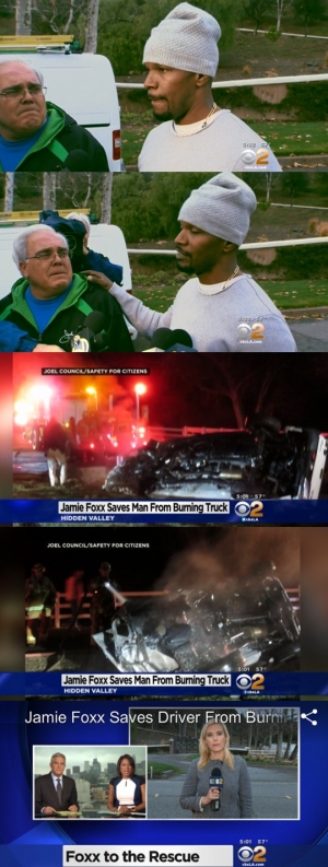 제이미 폭스, 화재 차량 운전자 구출…진짜 영웅이 나타났다