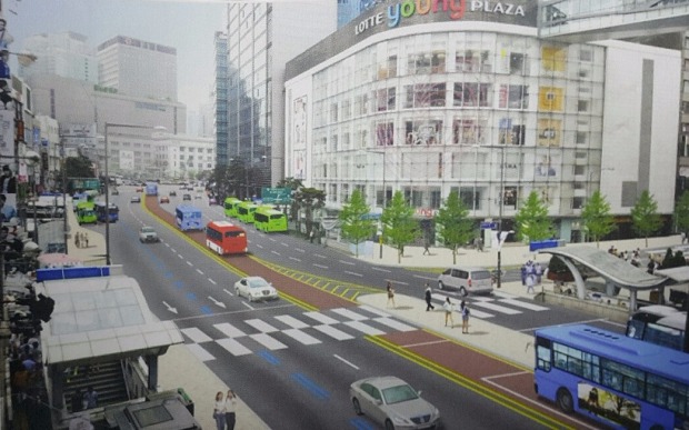 이르면 내년부터 서울 중구 남대문로가 차량 중심에서 보행자와 버스 등 대중교통 중심으로 개편돼 일대 상권도 변화할 것으로 전망된다.  사진은 예시안. 사진=최판술 의원실 제공 