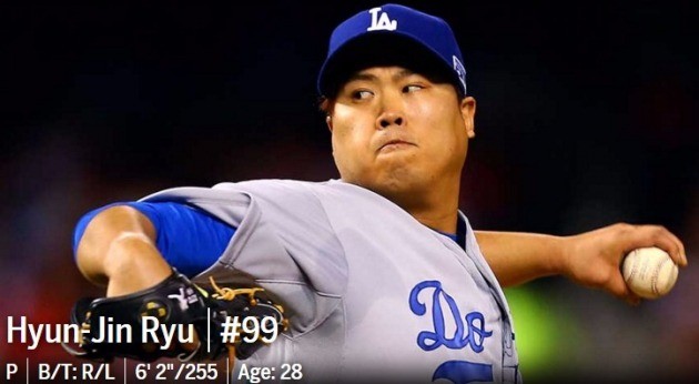 류현진. MLB.com 홈페이지 캡처