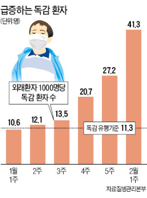 독감 '대유행'…한달 새 환자 4배 늘었다