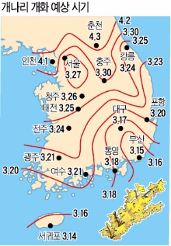 올봄 개나리·진달래 1~2일 빨리 핀다