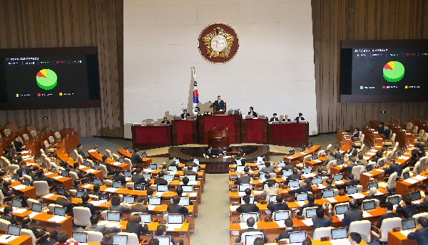 국회에서 열린 본회의에서 '기업활력 제고를 위한 특별법'(일명 원샷법)이 통과되고 있다. 연합뉴스