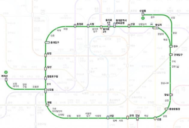 지하철 2호선 지하철 2호선 / 사진 = 네이버 지하철 노선도 캡처