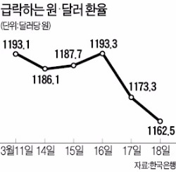 원·달러 환율 1162원…이틀째 급락