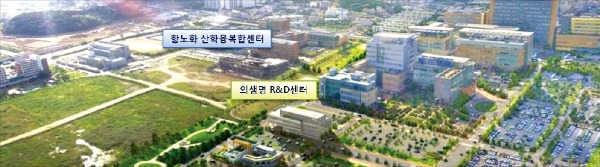 경남 양산시 물금읍 양산부산대병원 부지에 양방 항노화 산학융복합 R&D센터와 의생명 R&D센터가 건립되고 있다. 양산시 제공