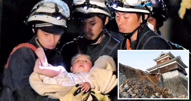 8개월 아기 기적의 생존…일본 구마모토 지진 사상자 1100여명