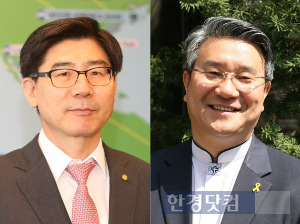 이광구 행장(왼쪽)과 이준모 목사. / 서강대 총동문회 제공