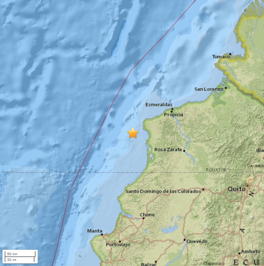 에콰도르 또 지진 (사진=미국 지질조사국)