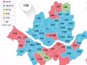 새누리, 영남서 고전…더민주, 수도권 압승…국민의당, 호남맹주로