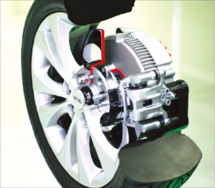 바퀴 안에 모터+제동장치 '인휠'…전기차 시스템으로 각광