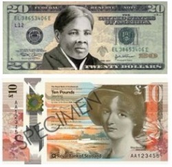 해리엇 터브먼이 들어갈 미국 20달러 지폐(위)와 메리 서머빌로 바뀌는 스코틀랜드 10파운드 지폐.