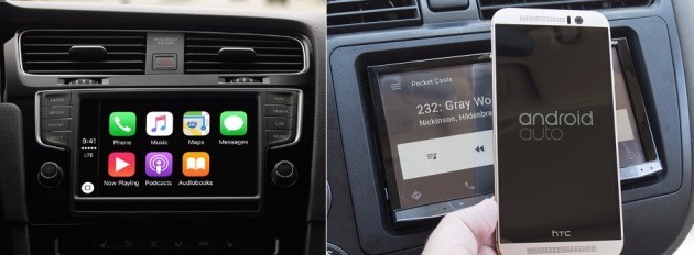 (왼쪽부터) 애플 카플레이와 구글 안드로이드 오토. 사진=각 사 홈페이지