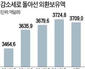 외환보유액 3개월 만에 감소