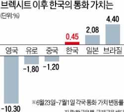 안전자산이 된 원화? 브렉시트 이후 절상률 6위