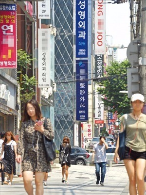 220여곳의 성형외과가 몰려 있는 서울 강남구 압구정역 인근 거리 전경. 한경DB