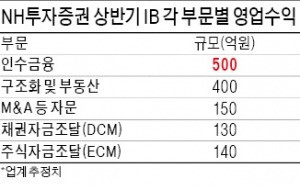 NH투자증권 상반기 영업이익 절반,  IB에서 벌었다