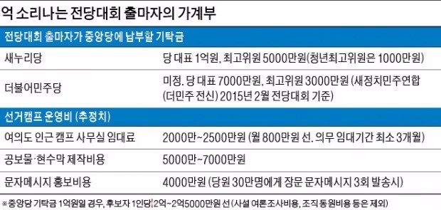 3억~5억 비용 감수?…당대표 출마자들의 '손익계산서'