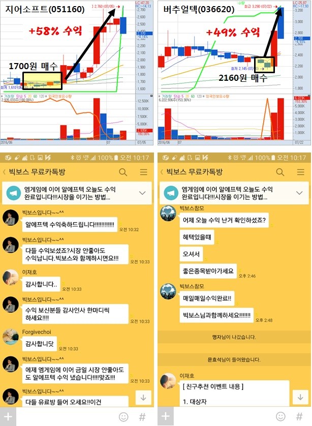 국내최대 5만명 돌파! 업계최초! 카카오톡 무료주식방