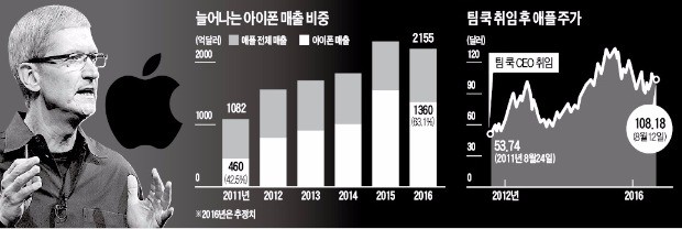 취임 5주년 앞둔 팀 쿡 애플 CEO "아이폰 끝났다고? AI로 '깜짝쇼' 이어갈 것"