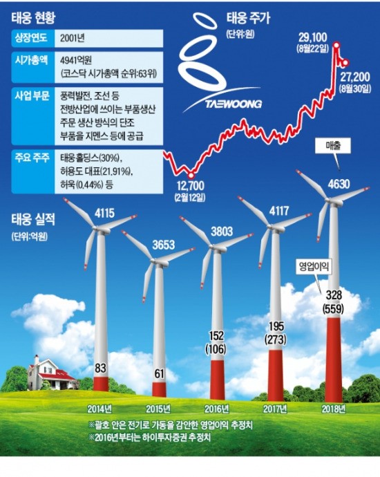 '풍력 대장주' 태웅, 태풍 되어 돌아오다