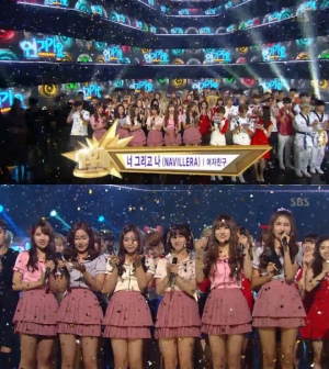 &#39;인기가요&#39; 여자친구 1위, 원더걸스 꺾고 트리플크라운 &#39;기염&#39;