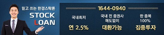 "인터넷 실시간 대출/당일 대환" 연2.5%,최대3배‥원스톱진행 ★한경스탁론