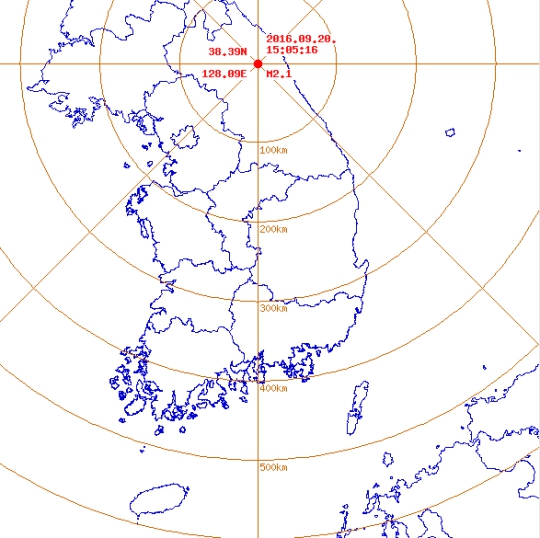 북한 규모 2.1 지진 (사진=기상청)