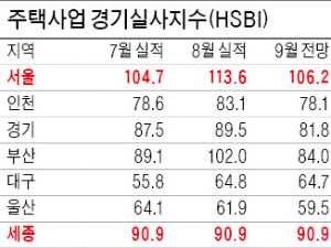 올가을 주택경기 전망 서울·제주·세종만 맑음