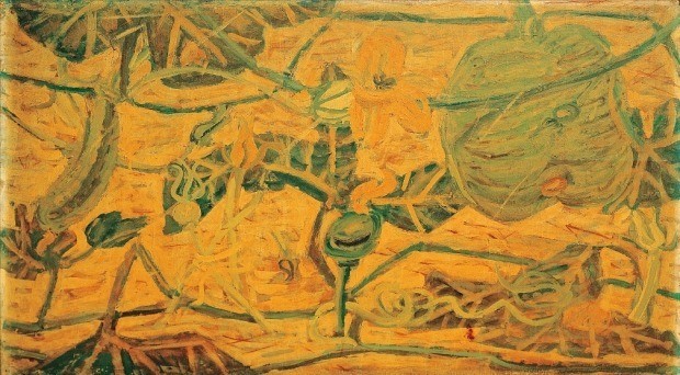 서울옥션이 오는 27일 여는 가을 경매에 출품하는 이중섭 화백의 1954~1955년작 ‘호박꽃’(62×98cm).