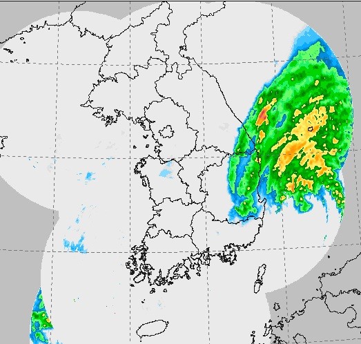 5일 오후 1시20분 현재 한반도 레이더 종합영상 제공=기상청